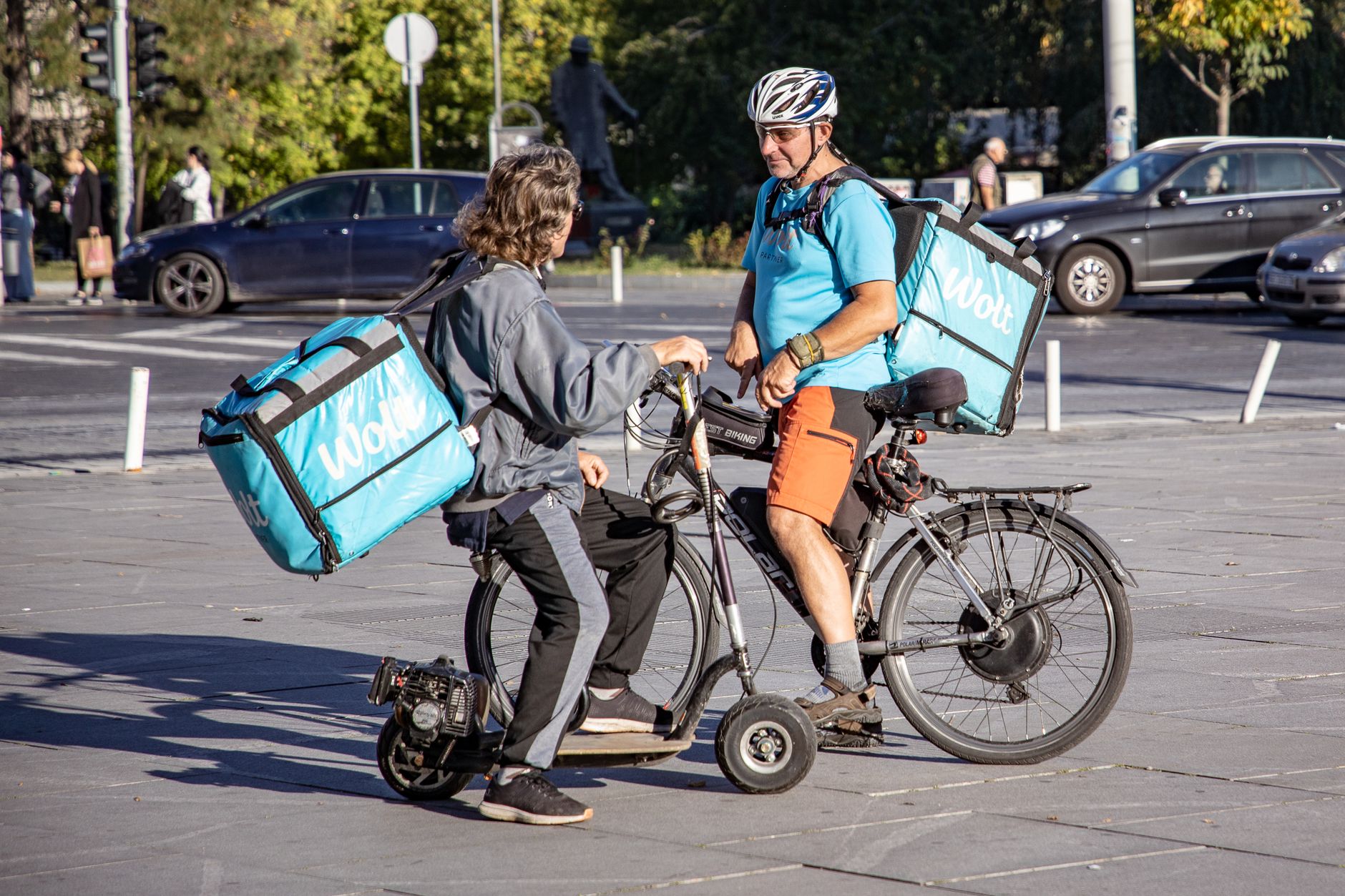 Downtown core, two wheels.